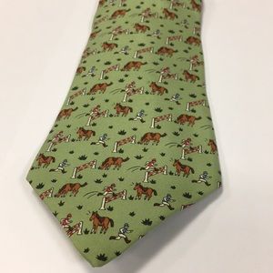 Vintage Hermès Tie. Green horse and rider pattern